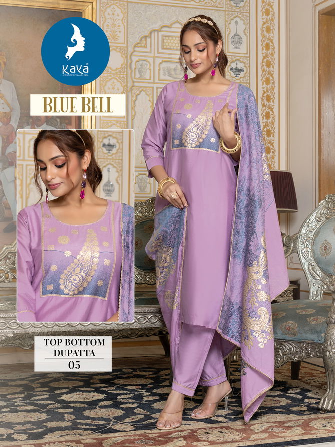 Blue Bell By Kaya Viscose Chanderi Jacquard Kurti With Bottom Dupatta Wholesale Shop In Surat